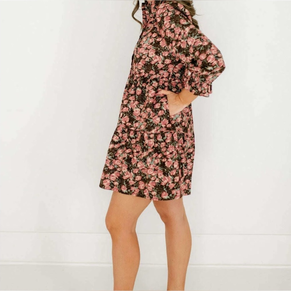 Joy Joy Pink Floral Long Sleeve Dress